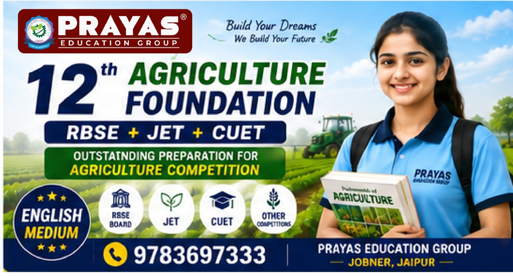 Class 12 Agriculture Foundation – RBSE + JET + CUET Agriculture Competition | English Medium